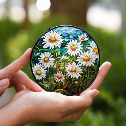 Daisy Stained Glass Suncatcher – Vibrant Floral Window Hanging | Handmade Glass Art by Homevalley