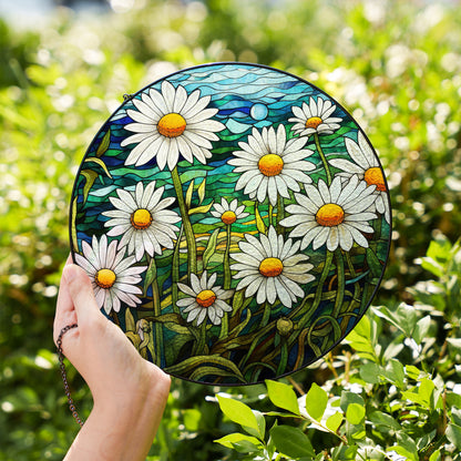 Daisy Stained Glass Suncatcher – Vibrant Floral Window Hanging | Handmade Glass Art by Homevalley