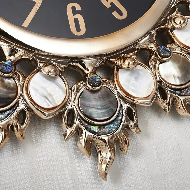 Luxury Handmade Abalone and Mother of Pearl Inlaid Round Wall Clock - Homevalley.co.uk