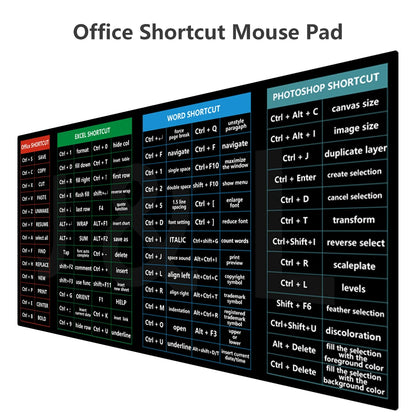 Large Mouse Pad With Shortcuts For Photoshop Office Linux Python Java script Financial Analysis - Homevalley.co.uk