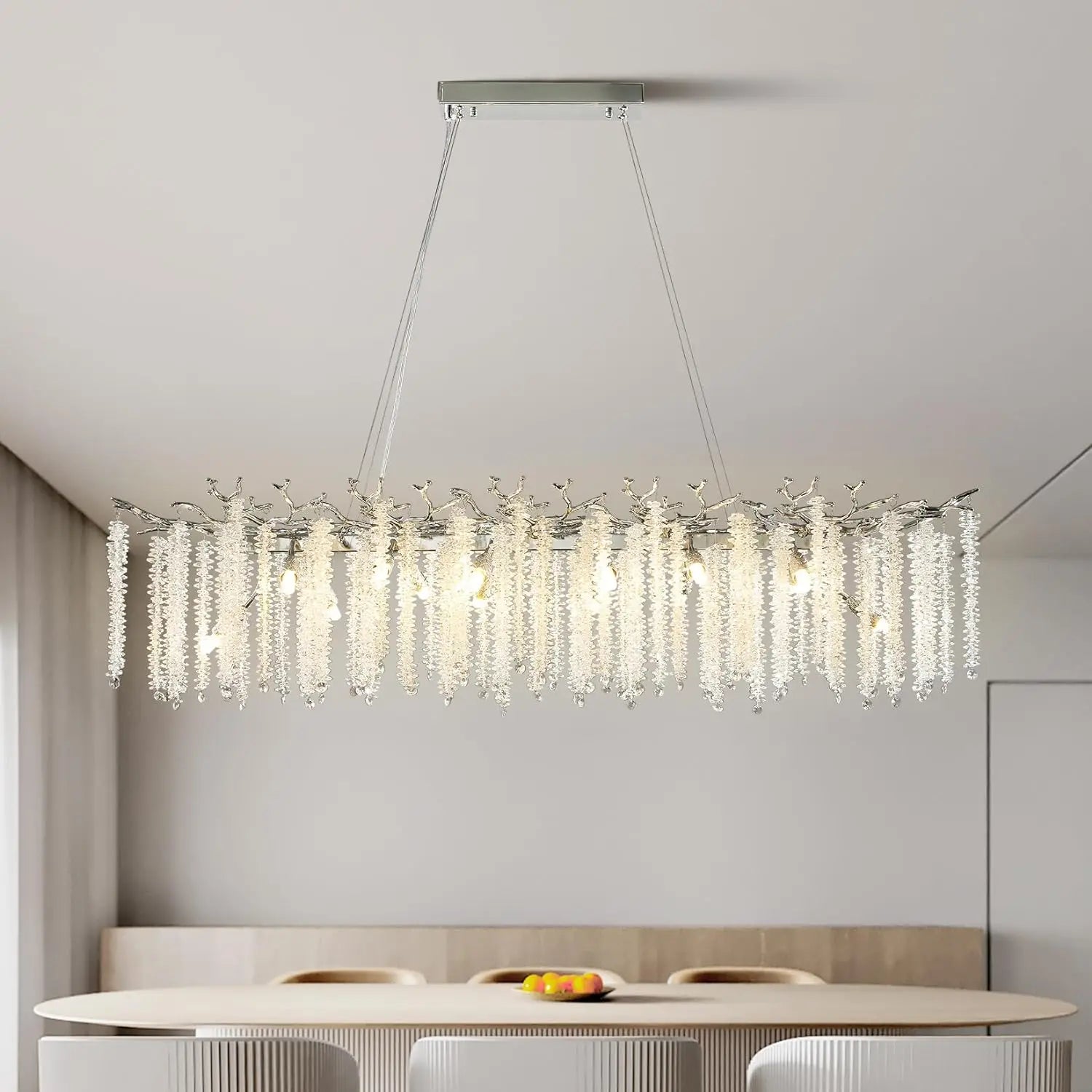 Crystal Chandelier Raindrop Hanging Pendant Lighting Fixture - Homevalley.co.uk