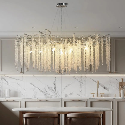 Crystal Chandelier Raindrop Hanging Pendant Lighting Fixture - Homevalley.co.uk