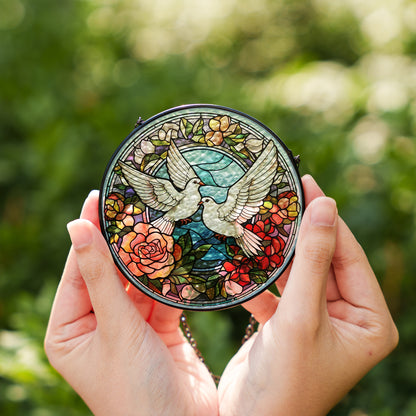 Doves Stained Glass Effect Suncatcher – Dove of Peace Window Hanging Decor