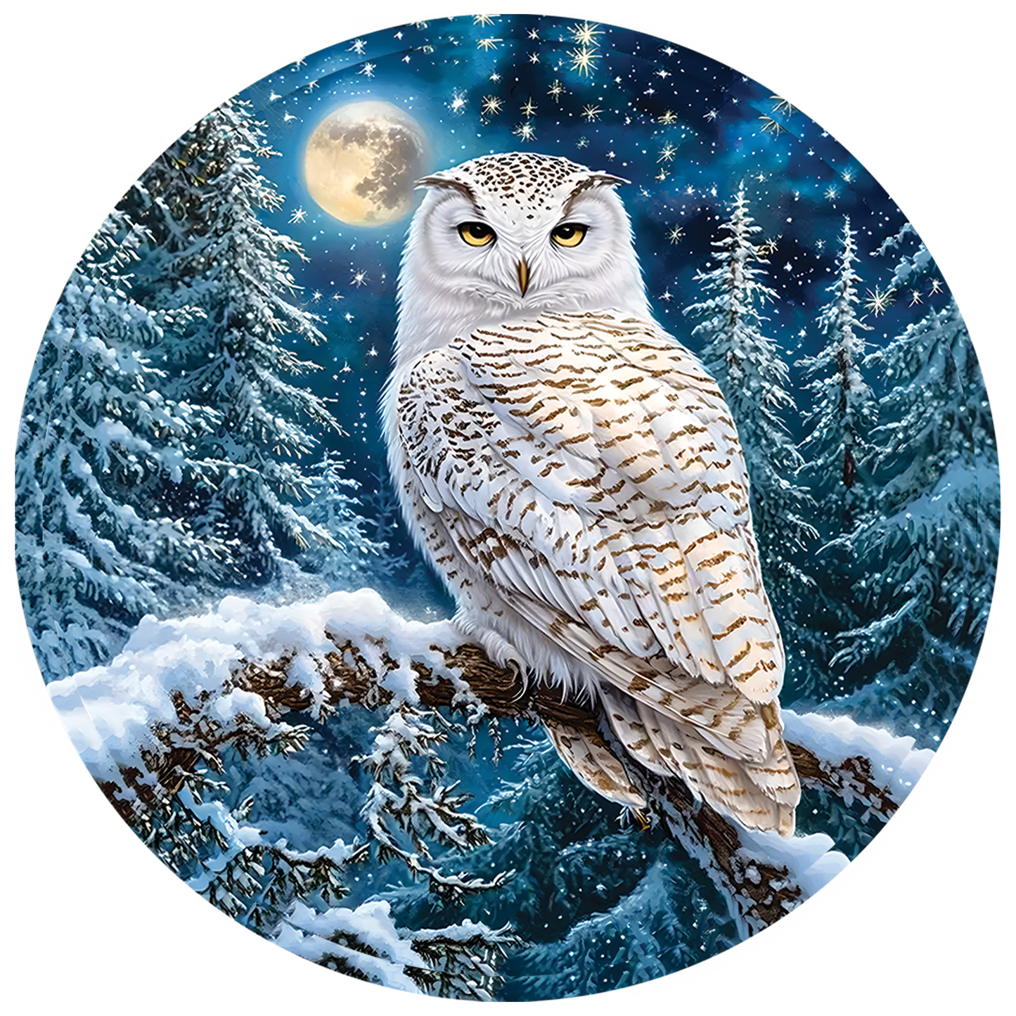 White Owl Stained Glass Effect Suncatcher for Window Hanging