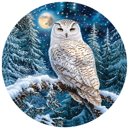 White Owl Stained Glass Effect Suncatcher for Window Hanging