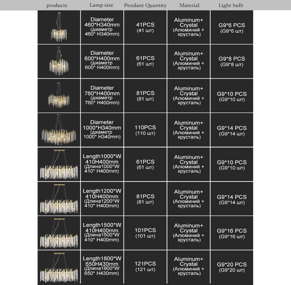 Crystal Chandelier Raindrop Hanging Pendant Lighting Fixture - Homevalley.co.uk