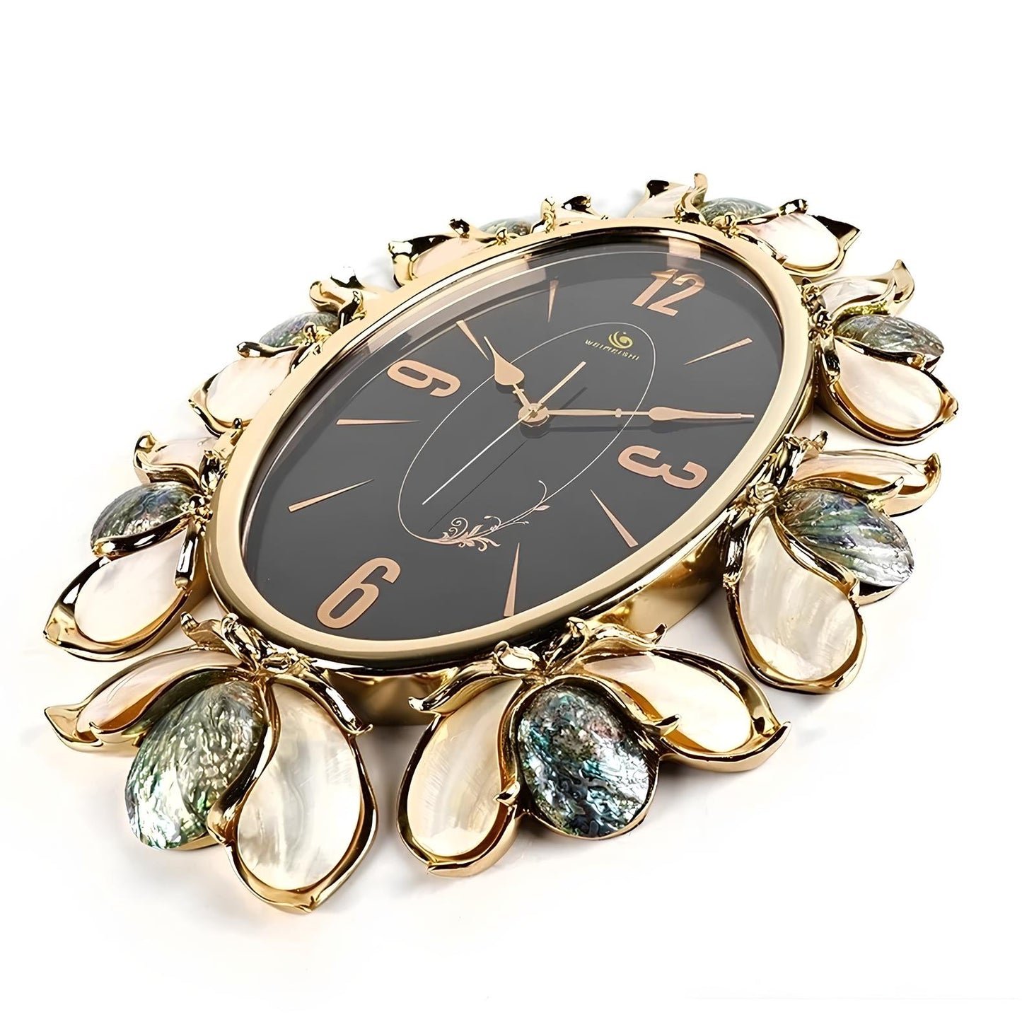 Luxury Handmade Abalone and Mother of Pearl Inlaid Round Wall Clock - Homevalley.co.uk
