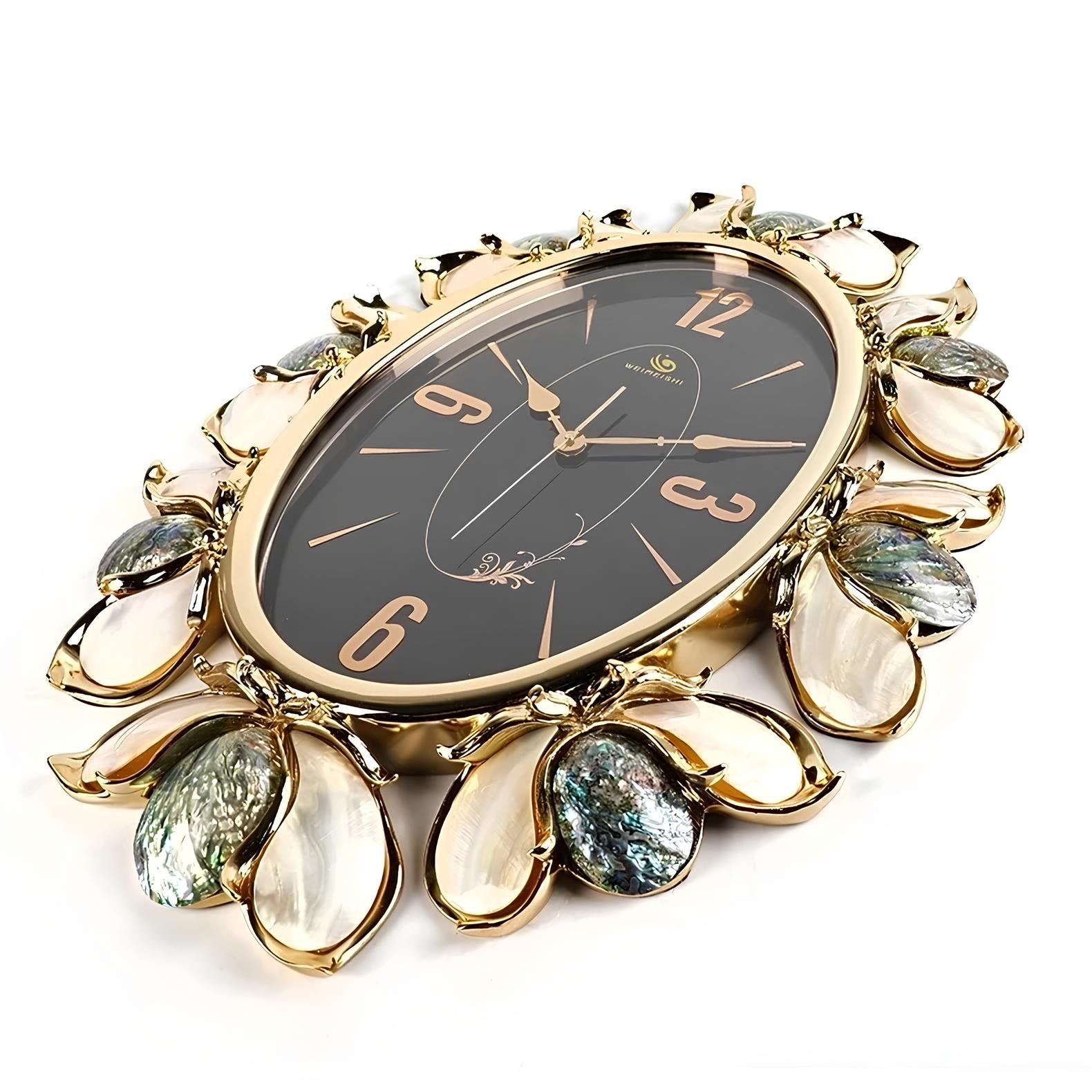 Luxury Handmade Abalone and Mother of Pearl Inlaid Round Wall Clock - Homevalley.co.uk