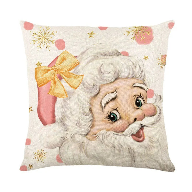 Linen Christmas Snowman Cushion Cover 45x45cm - Homevalley.co.uk
