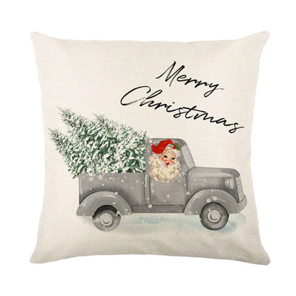 Linen Christmas Snowman Cushion Cover 45x45cm - Homevalley.co.uk