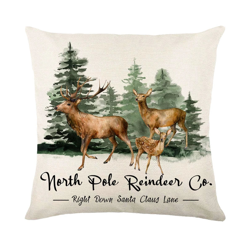 Linen Christmas Snowman Cushion Cover 45x45cm - Homevalley.co.uk
