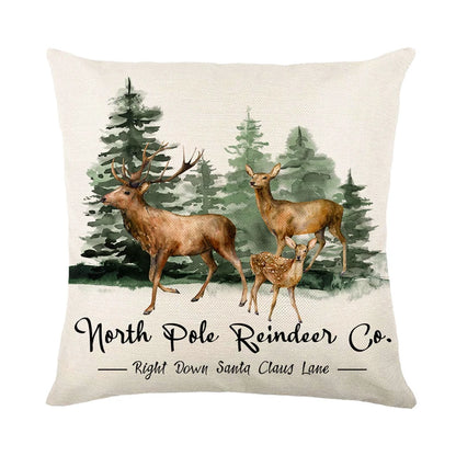 Linen Christmas Snowman Cushion Cover 45x45cm - Homevalley.co.uk