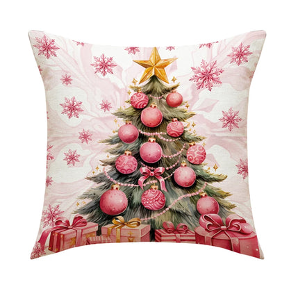 Linen Christmas Snowman Cushion Cover 45x45cm - Homevalley.co.uk