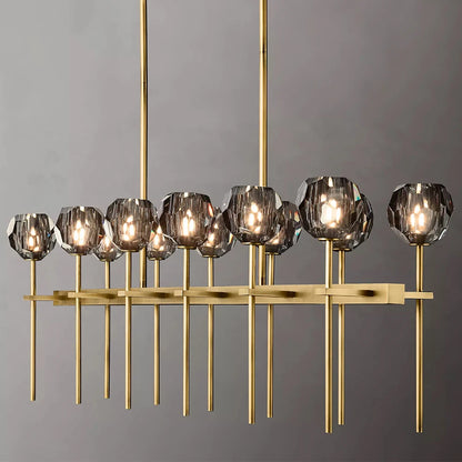 Smoky Grey Double Row Crystal Chandelier - Homevalley.co.uk