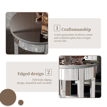 Silver Mirrorred Side Table Round Accent Table
