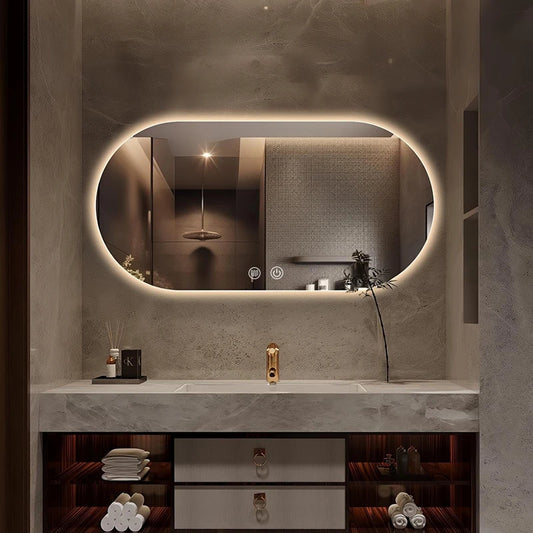 LED Backlit Bathroom Mirror – Wall Mounted, Dimmable, Anti-Fog, Waterproof Makeup Mirror with Touch Control, 3 Colour Lighting