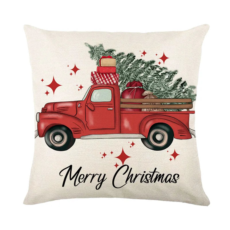Linen Christmas Snowman Cushion Cover 45x45cm - Homevalley.co.uk