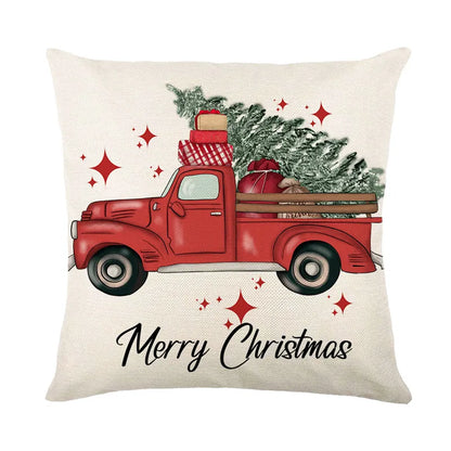Linen Christmas Snowman Cushion Cover 45x45cm - Homevalley.co.uk