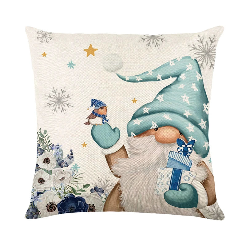 Linen Christmas Snowman Cushion Cover 45x45cm - Homevalley.co.uk