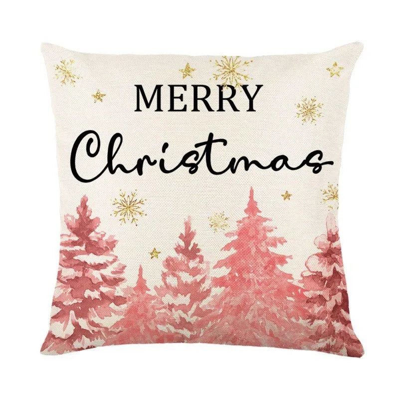 Linen Christmas Snowman Cushion Cover 45x45cm - Homevalley.co.uk