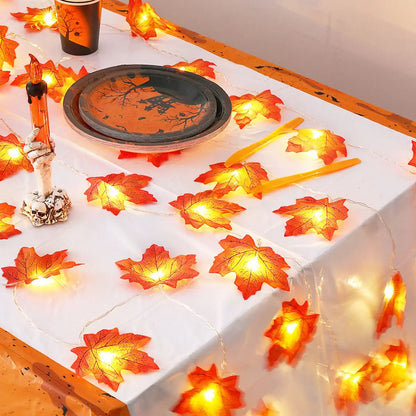 Maple Leaf String Lights – 10/20/30/40 LED | Battery Operated Waterproof Fall Garland for Halloween, Thanksgiving & Autumn Decor
