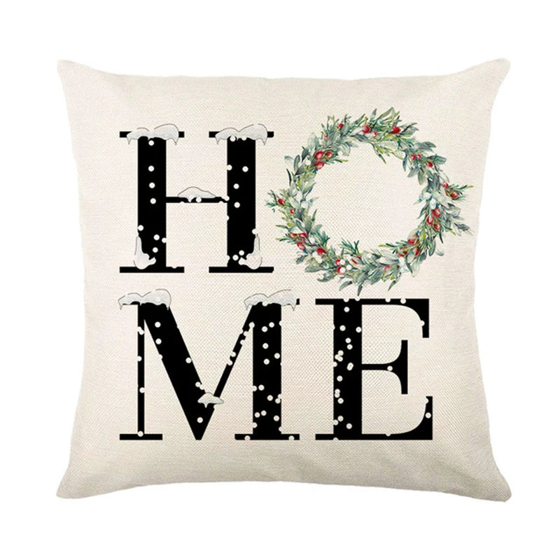 Linen Christmas Snowman Cushion Cover 45x45cm - Homevalley.co.uk