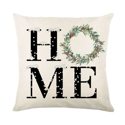 Linen Christmas Snowman Cushion Cover 45x45cm - Homevalley.co.uk