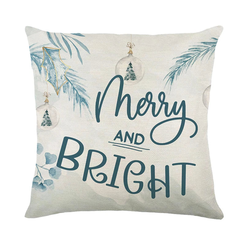 Linen Christmas Snowman Cushion Cover 45x45cm - Homevalley.co.uk