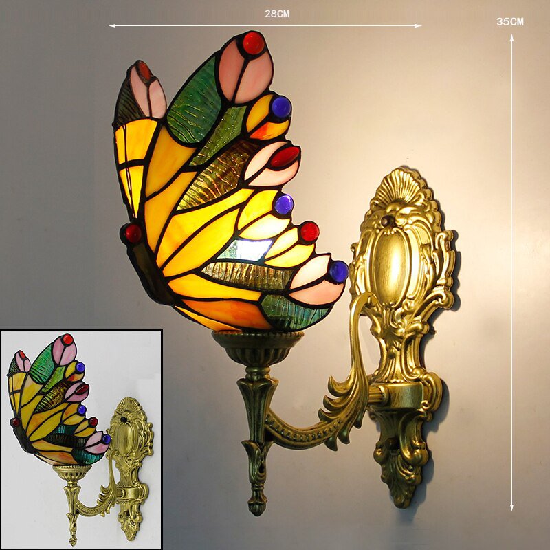 Tiffany Stained Glass Style Butterfly Wall Lamp - Homevalley.co.uk