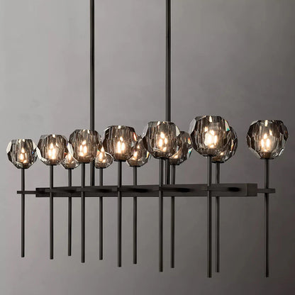 Smoky Grey Double Row Crystal Chandelier - Homevalley.co.uk