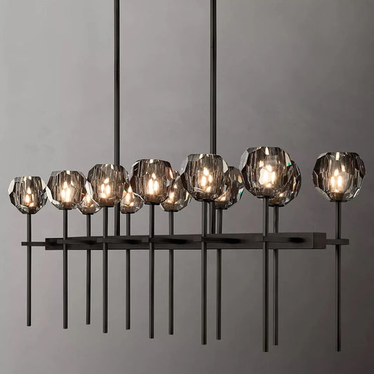 Smoky Grey Double Row Crystal Chandelier - Homevalley.co.uk