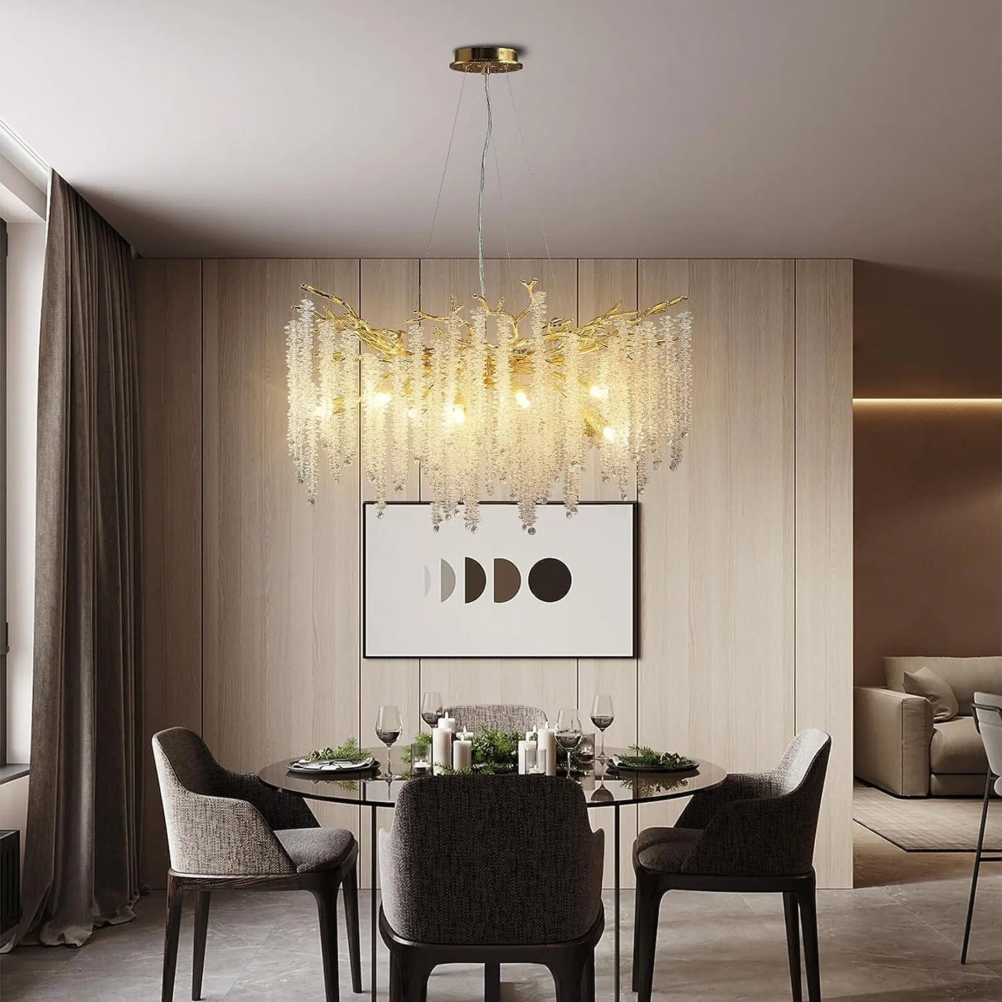 Crystal Chandelier Raindrop Hanging Pendant Lighting Fixture - Homevalley.co.uk