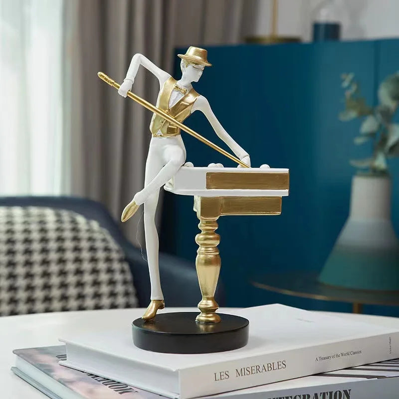 Nordic Billiard Player Resin Figurine – Modern Home Decor