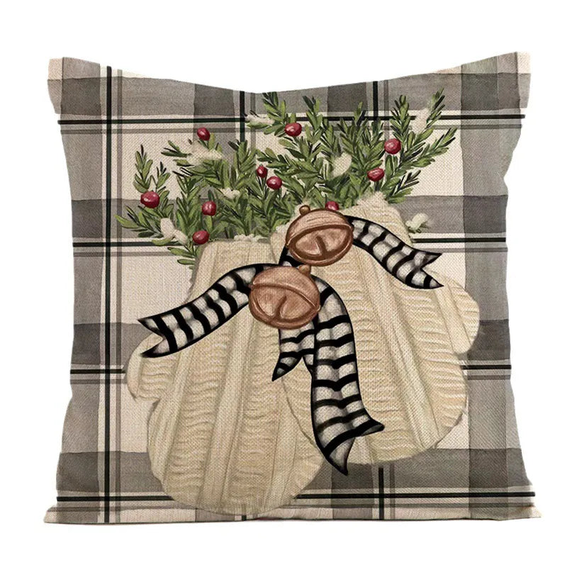 Linen Christmas Snowman Cushion Cover 45x45cm - Homevalley.co.uk