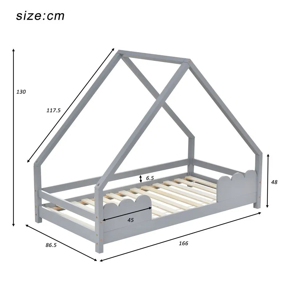 Solid Wood Children's House Bed 80 x 160cm - Homevalley.co.uk