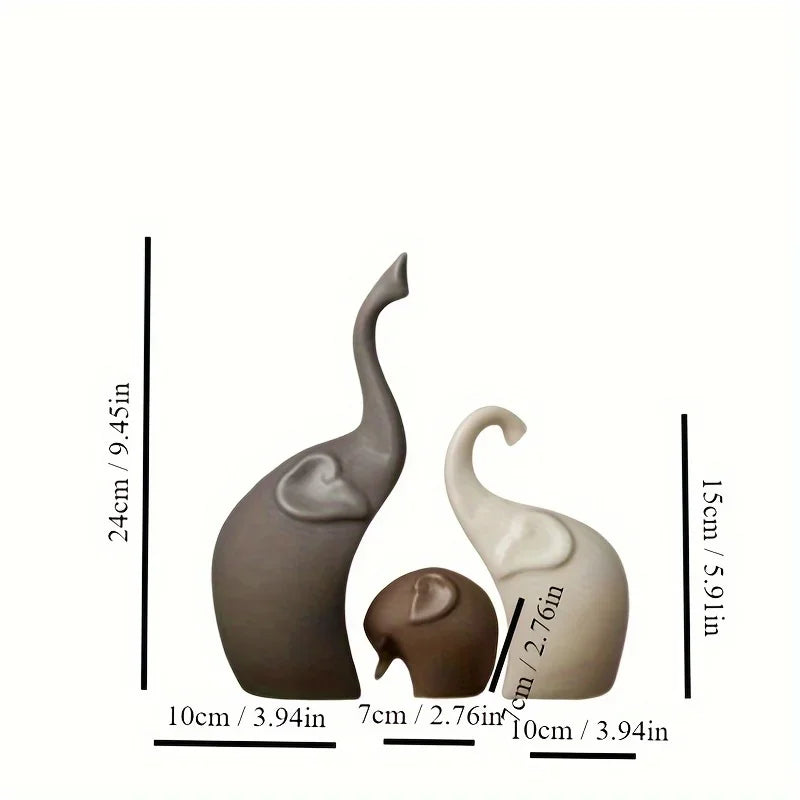 Nordic Ceramic Elephant Family Figurine Set | Home Decor