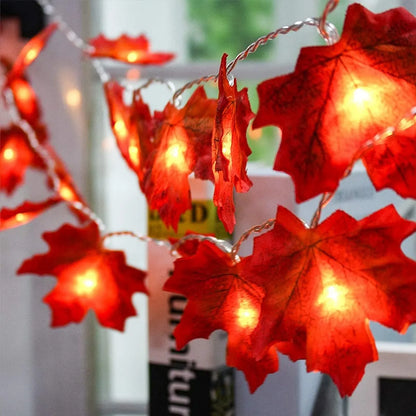 Maple Leaf String Lights – 10/20/30/40 LED | Battery Operated Waterproof Fall Garland for Halloween, Thanksgiving & Autumn Decor