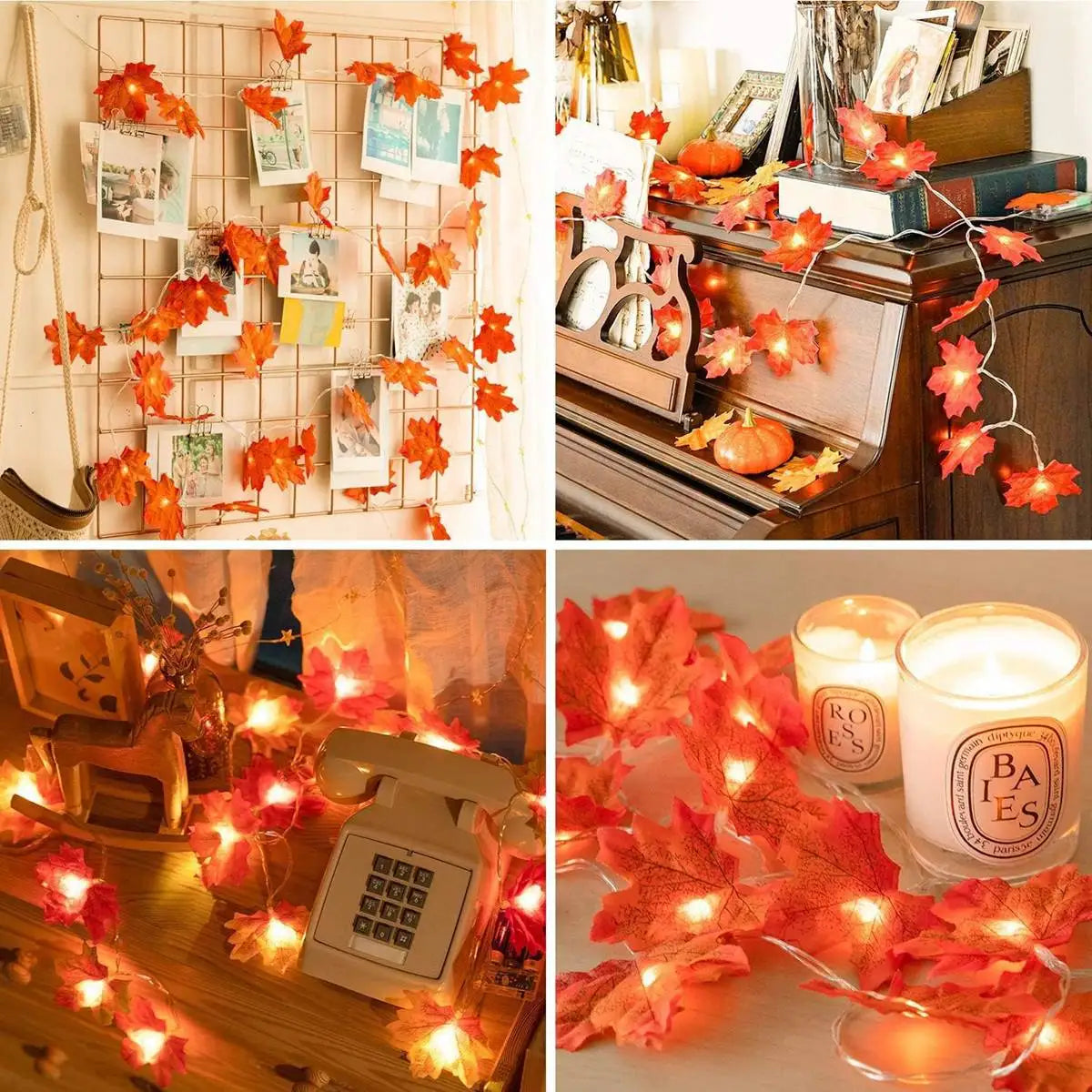 Maple Leaf String Lights – 10/20/30/40 LED | Battery Operated Waterproof Fall Garland for Halloween, Thanksgiving & Autumn Decor