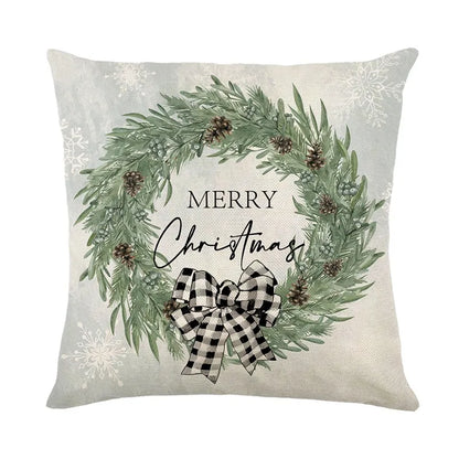 Linen Christmas Snowman Cushion Cover 45x45cm - Homevalley.co.uk