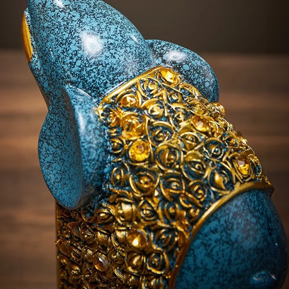 Set of 2 Resin Elephant Figurine Ornaments