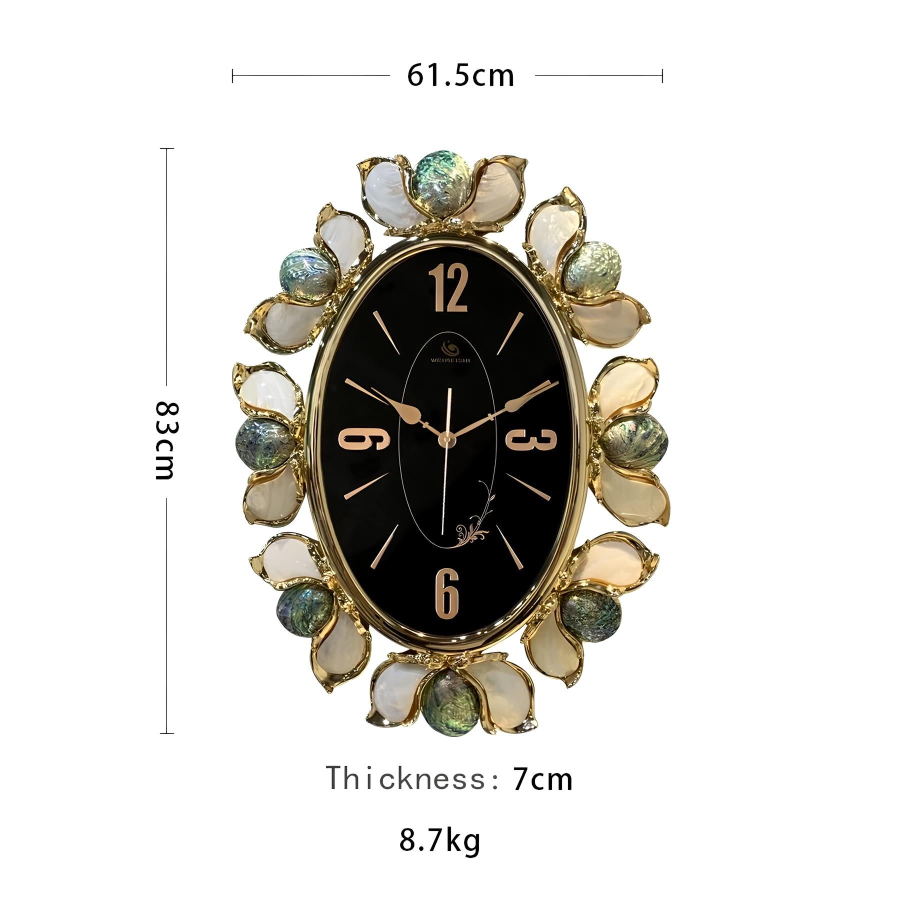 Luxury Handmade Abalone and Mother of Pearl Inlaid Round Wall Clock - Homevalley.co.uk