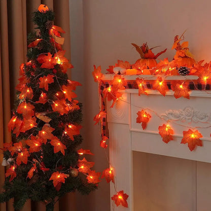 Maple Leaf String Lights – 10/20/30/40 LED | Battery Operated Waterproof Fall Garland for Halloween, Thanksgiving & Autumn Decor