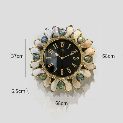 Luxury Handmade Abalone and Mother of Pearl Inlaid Round Wall Clock - Homevalley.co.uk
