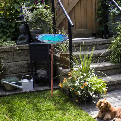 Flower Glass Bird Bath, Feeding Station, Height 63 cm