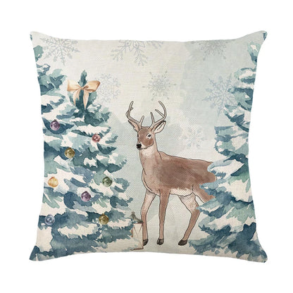 Linen Christmas Snowman Cushion Cover 45x45cm - Homevalley.co.uk