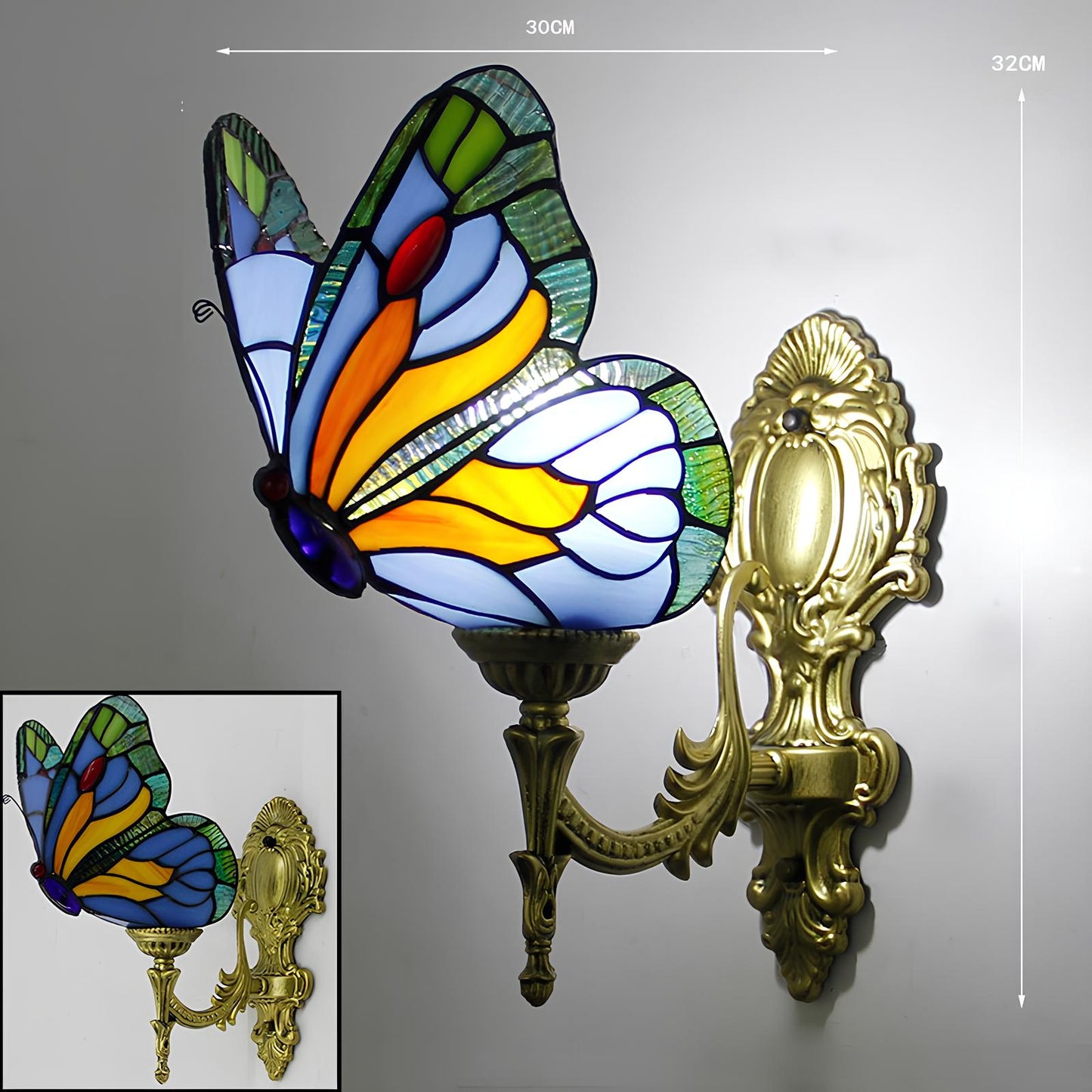 Tiffany Stained Glass Style Butterfly Wall Lamp - Homevalley.co.uk