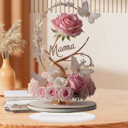 2D Elegant Acrylic Rose “MAMA” Decoration – Mother’s Day, Birthday, or Anniversary Gift (8in)