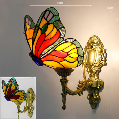 Tiffany Stained Glass Style Butterfly Wall Lamp - Homevalley.co.uk