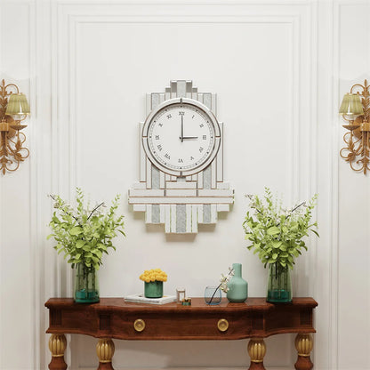 LUVODI Crushed Diamond Retro Art Roman Numeral Mirrored Wall Clock - Homevalley.co.uk