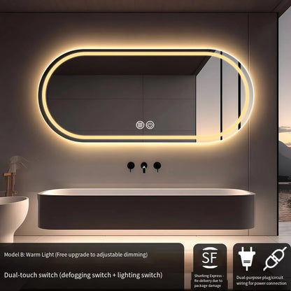 LED Backlit Bathroom Mirror – Wall Mounted, Dimmable, Anti-Fog, Waterproof Makeup Mirror with Touch Control, 3 Colour Lighting